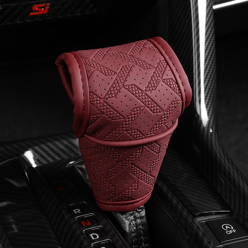 🚗 2026 Campaign – Over 59,100 Units Sold! 💨 Breathable Universal Gear Shift Knob Cover for Cars - Burgundy / Universal Fit