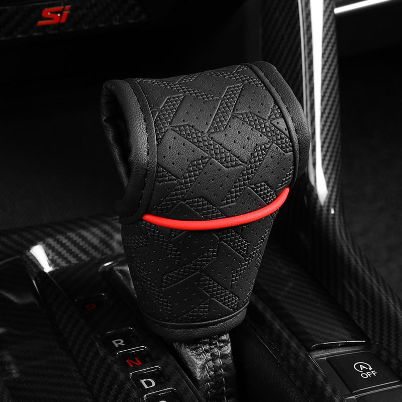 🚗 2026 Campaign – Over 59,100 Units Sold! 💨 Breathable Universal Gear Shift Knob Cover for Cars - Black Red / Universal Fit